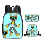 3D Sprunki 3PCS Set Elementary School Children's School Bag Backpack Shoulder Bag Pencil Bag