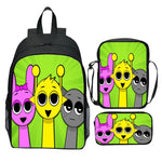 Sprunki 3PCS Student Backpack Shoulder Bag Pencil Case