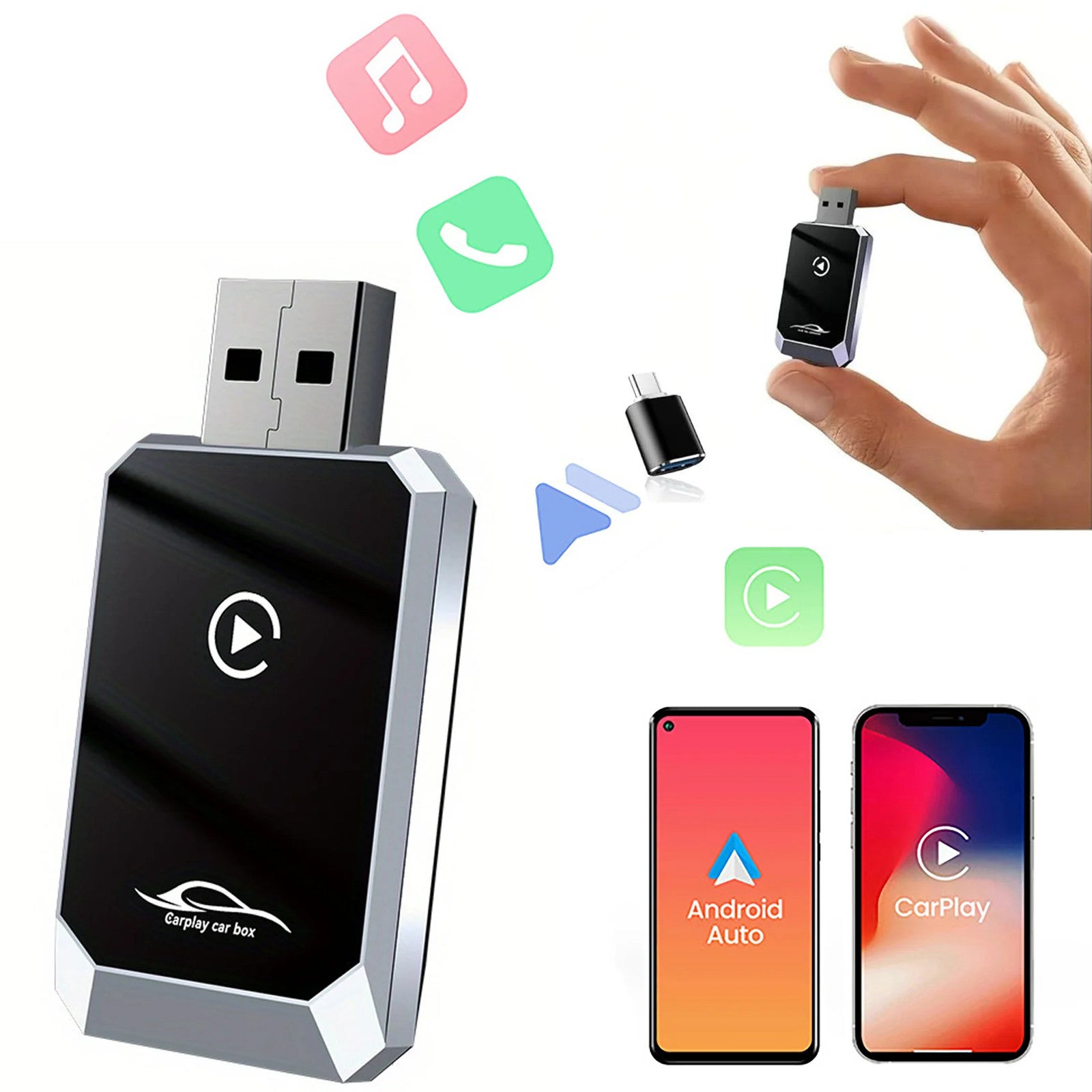 2-in-1 Wireless CarPlay Adapter: Wired-to-Wireless Plug&Play