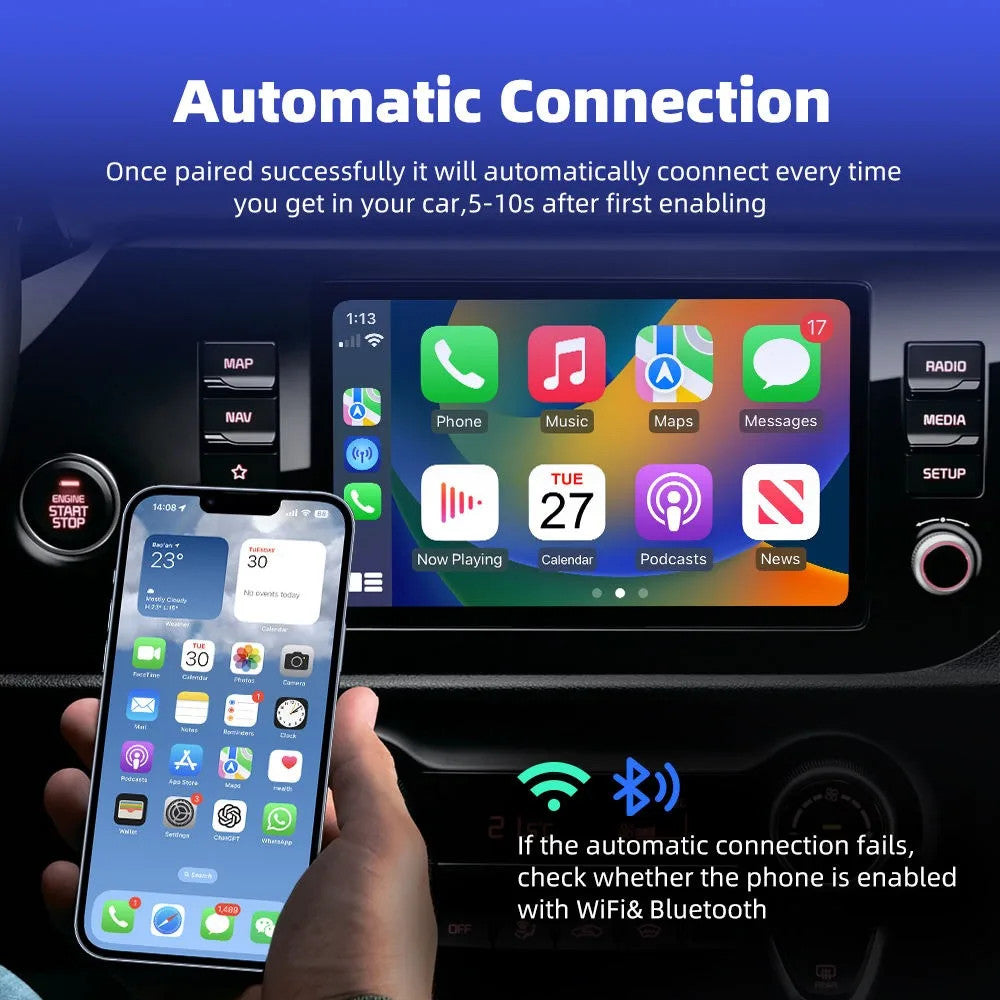 Rainbow Lamp Mini Wireless Carplay Box 2-in-1Car Adapter Plug & Play
