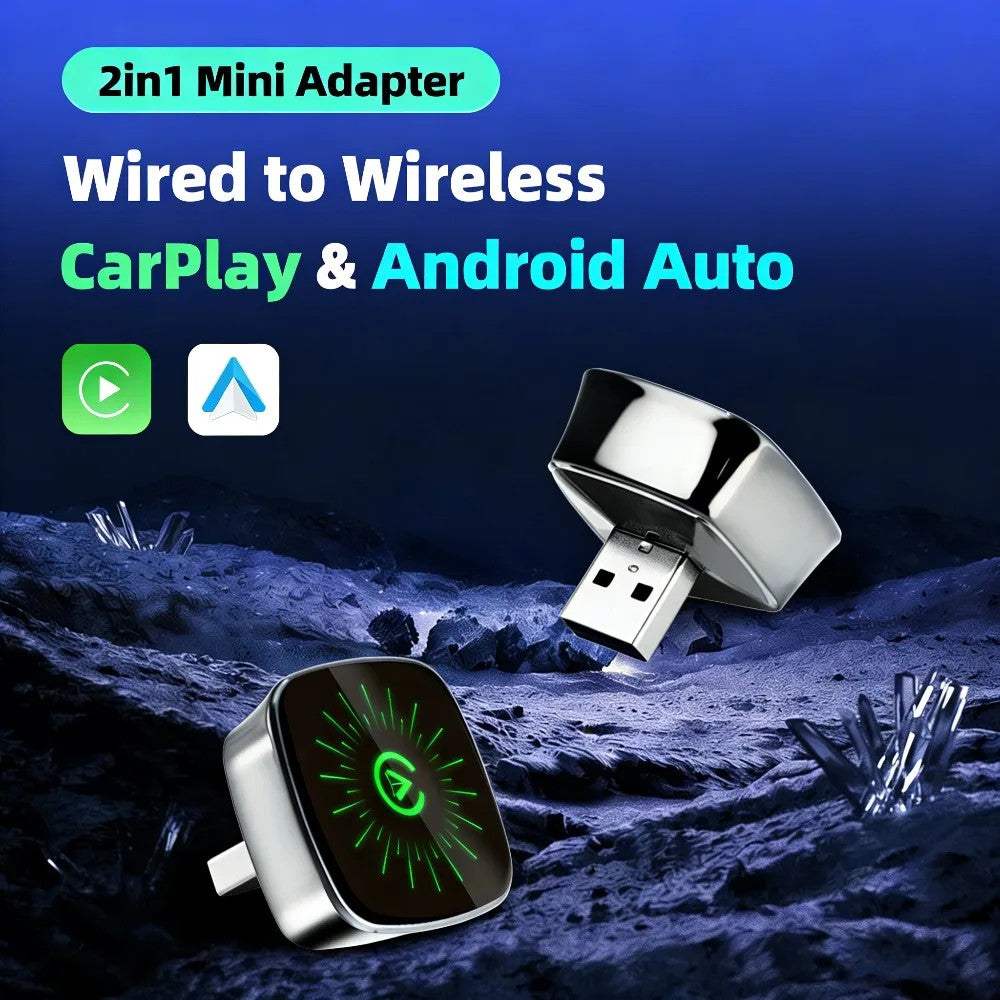 Rainbow Lamp Mini Wireless Carplay Box 2-in-1Car Adapter Plug & Play