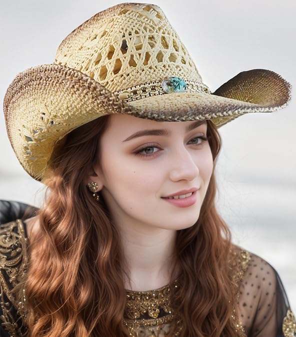 Straw Cowboy Hat for Men and Women