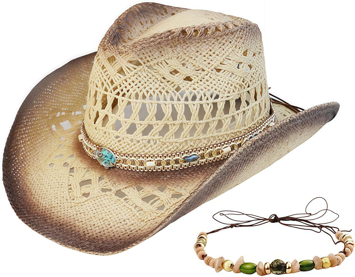 Straw Cowboy Hat for Men and Women