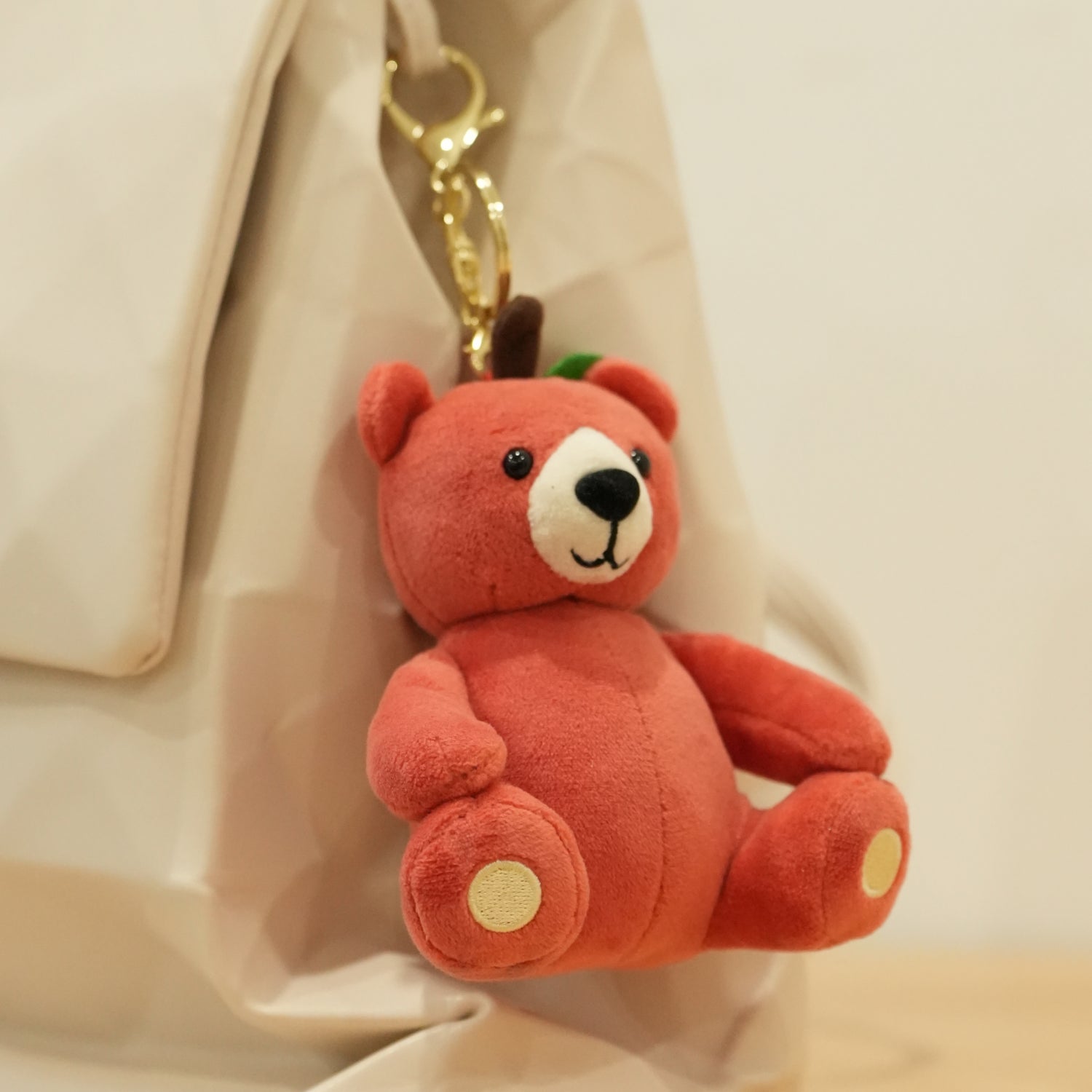 Bear Plush Keychain Toys for Kids 10 CM Stuffed Animal Apple Plushie Backpack Purse Pendant Gift for Girls