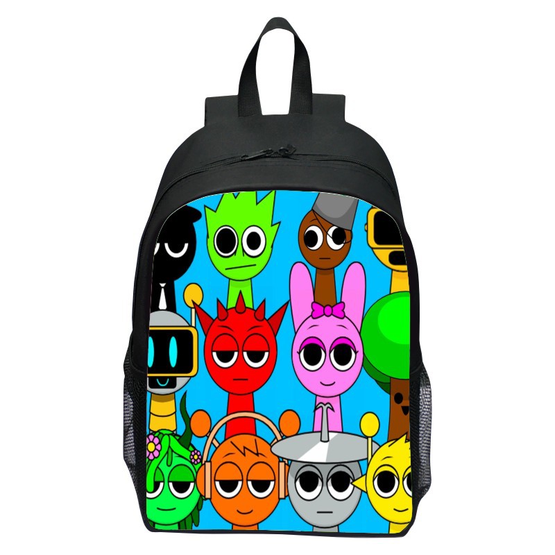 New Printed Rhythm Box Sprunki Schoolbag Student Cartoon Game Peripheral Backpack for Boys and Girls
