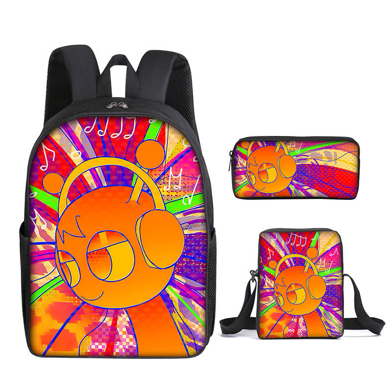 3D Sprunki 3PCS Set Elementary School Children's School Bag Backpack Shoulder Bag Pencil Bag