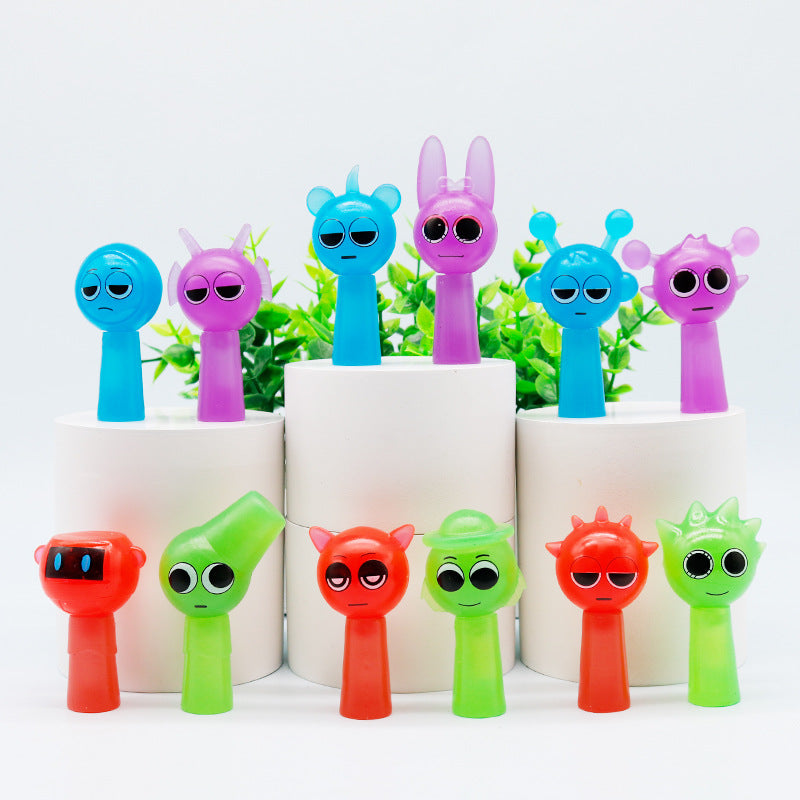 Sprunki New Luminous Rhythm Box PVC Hand-held Office Doll Game Cartoon Children's Funny Toy Model Color Doll