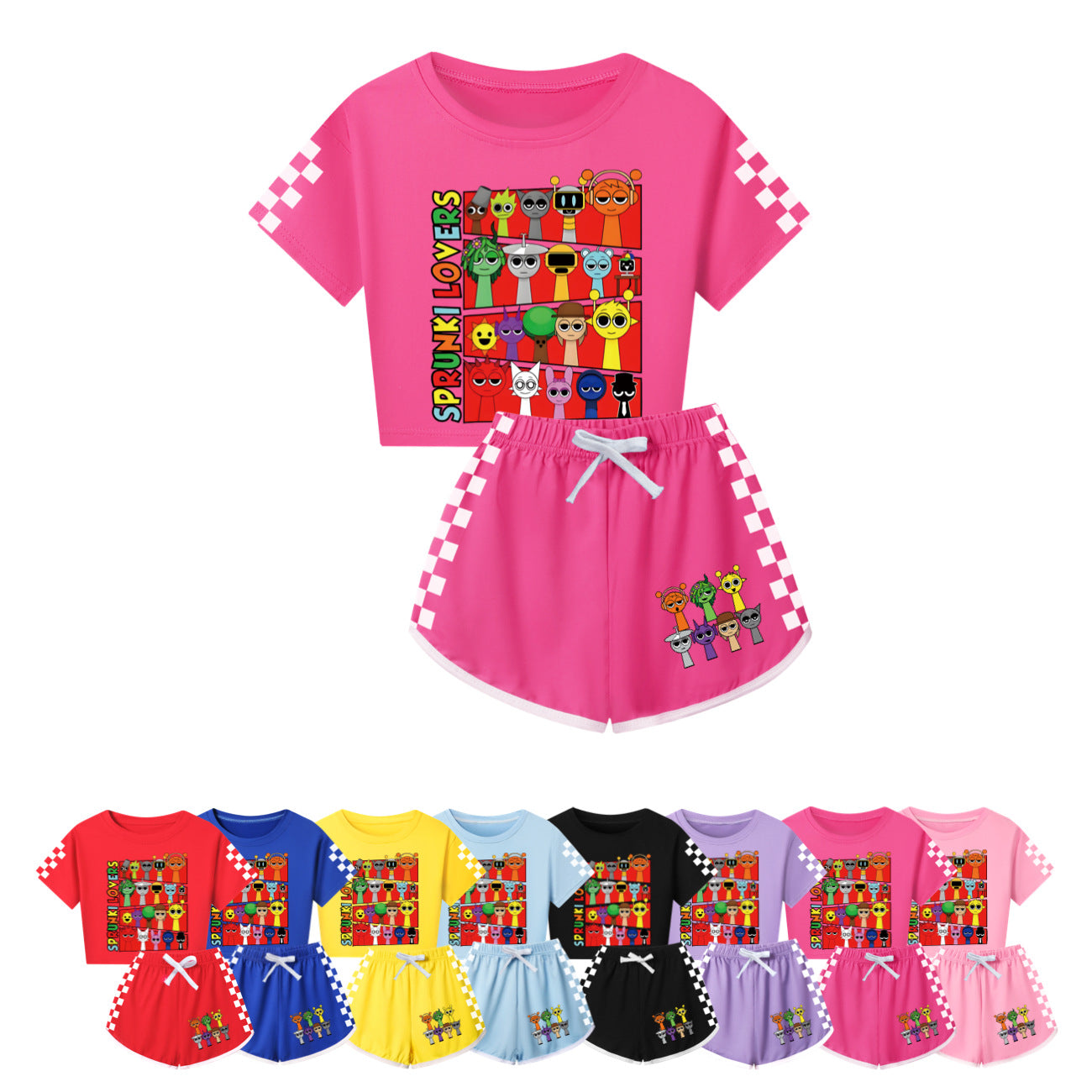 Sprunki Rhythm Box Adult Children's Half-length Short-sleeved Shorts Parent-child Wear Boys and Girls Long-sleeved Pajamas Set