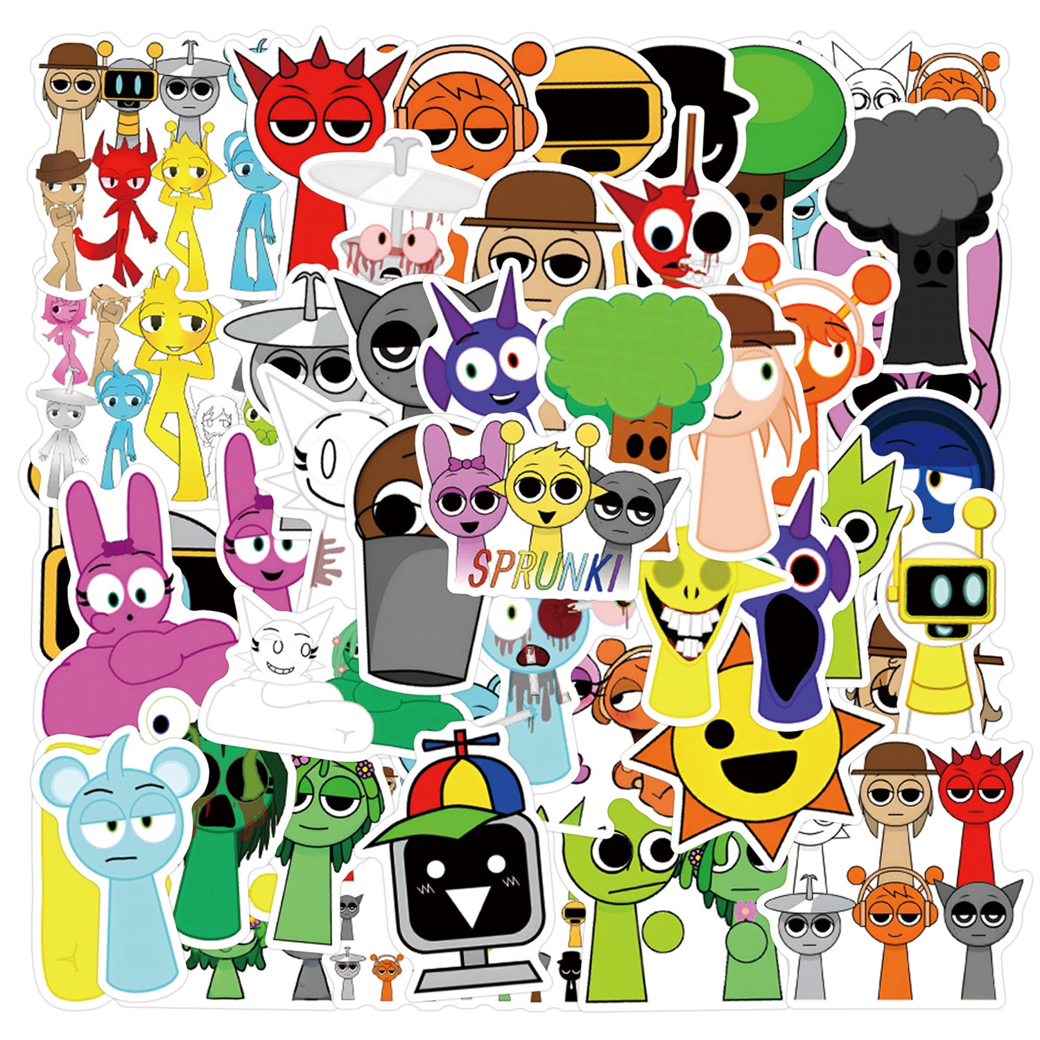 55pcs incredibox sprunki graffiti stickers decorate skateboard notebook DIY stickers