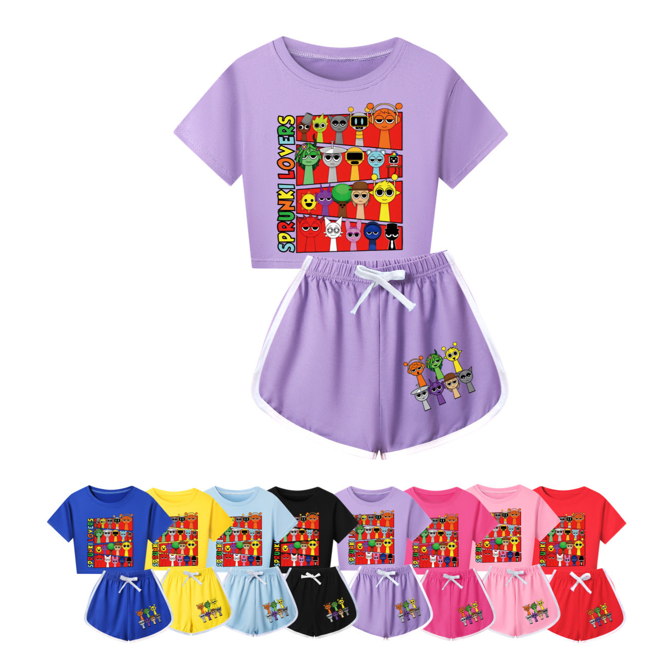 Sprunki Rhythm Box Adult Children's Half-length Short-sleeved Shorts Parent-child Wear Boys and Girls Long-sleeved Pajamas Set