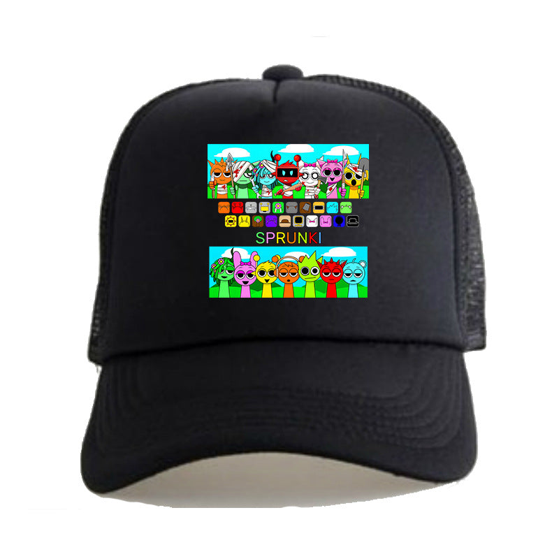Sprunki Rhythm Box Men and Women Children's Fashionable Sunshade Net Cap Spring and Fall New Cartoon Game Baseball Cap