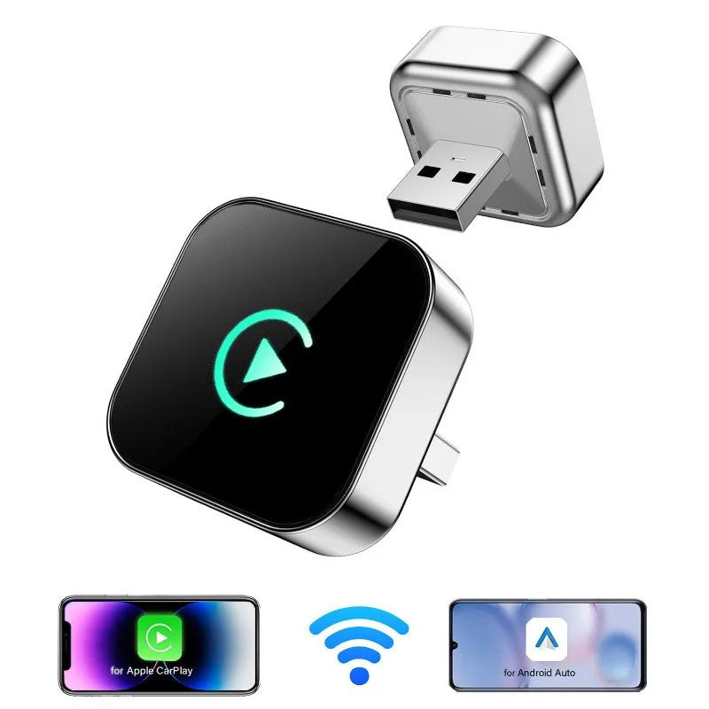 2 合 1 无线 CarPlay 安卓 自动适配器 适用于 iPhone Android 带 USB/USB-C -