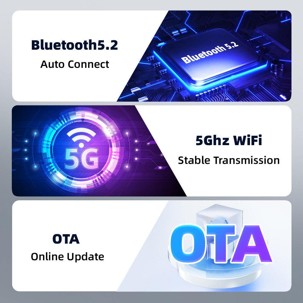 2-in-1迷你无线 CarPlay 适配器 适用于苹果 iPhone iOS 10+ 和 2016+ 汽车-