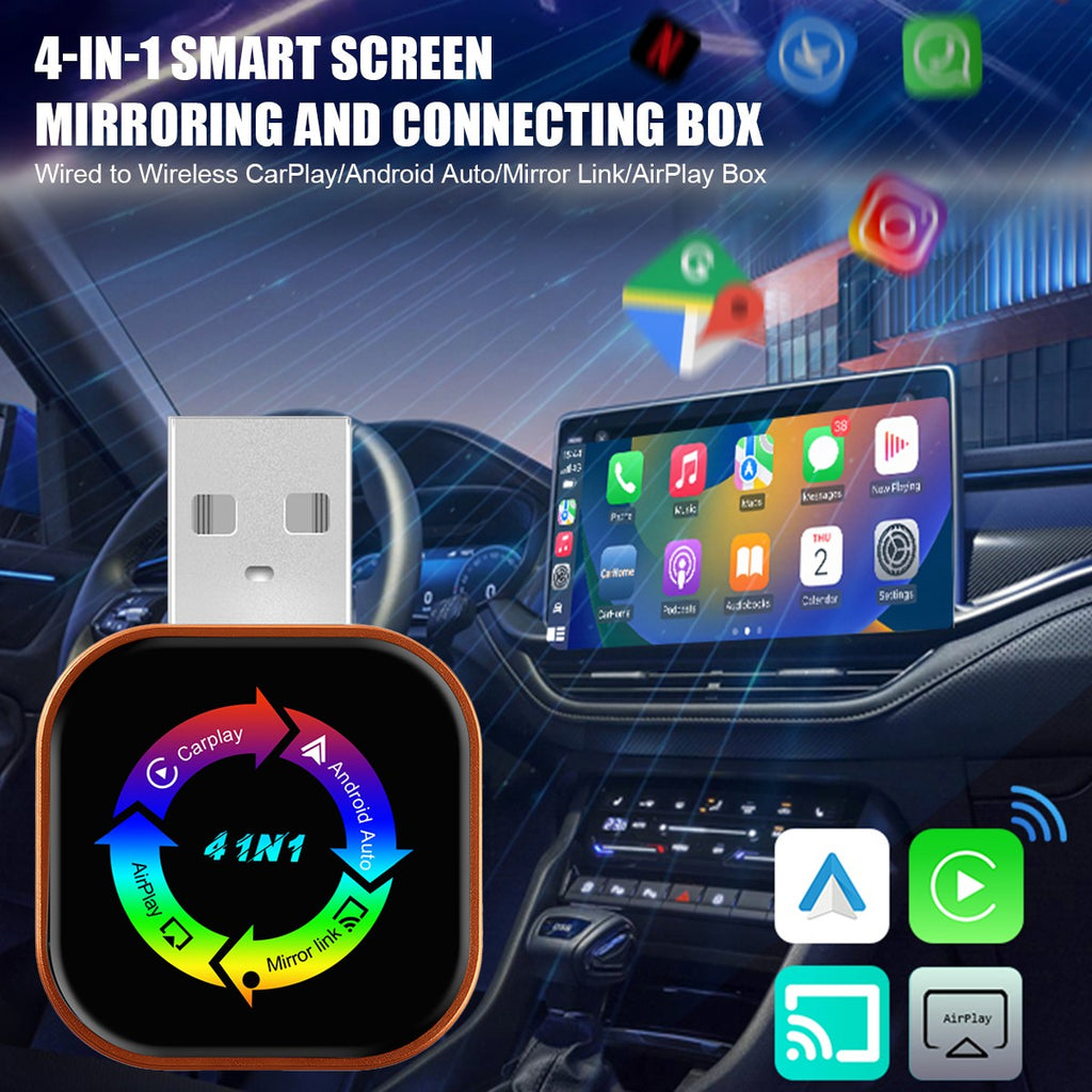2026 最新 4 合 1 CarPlay 适配器无线 CarPlay 自动镜像链接即插即用-