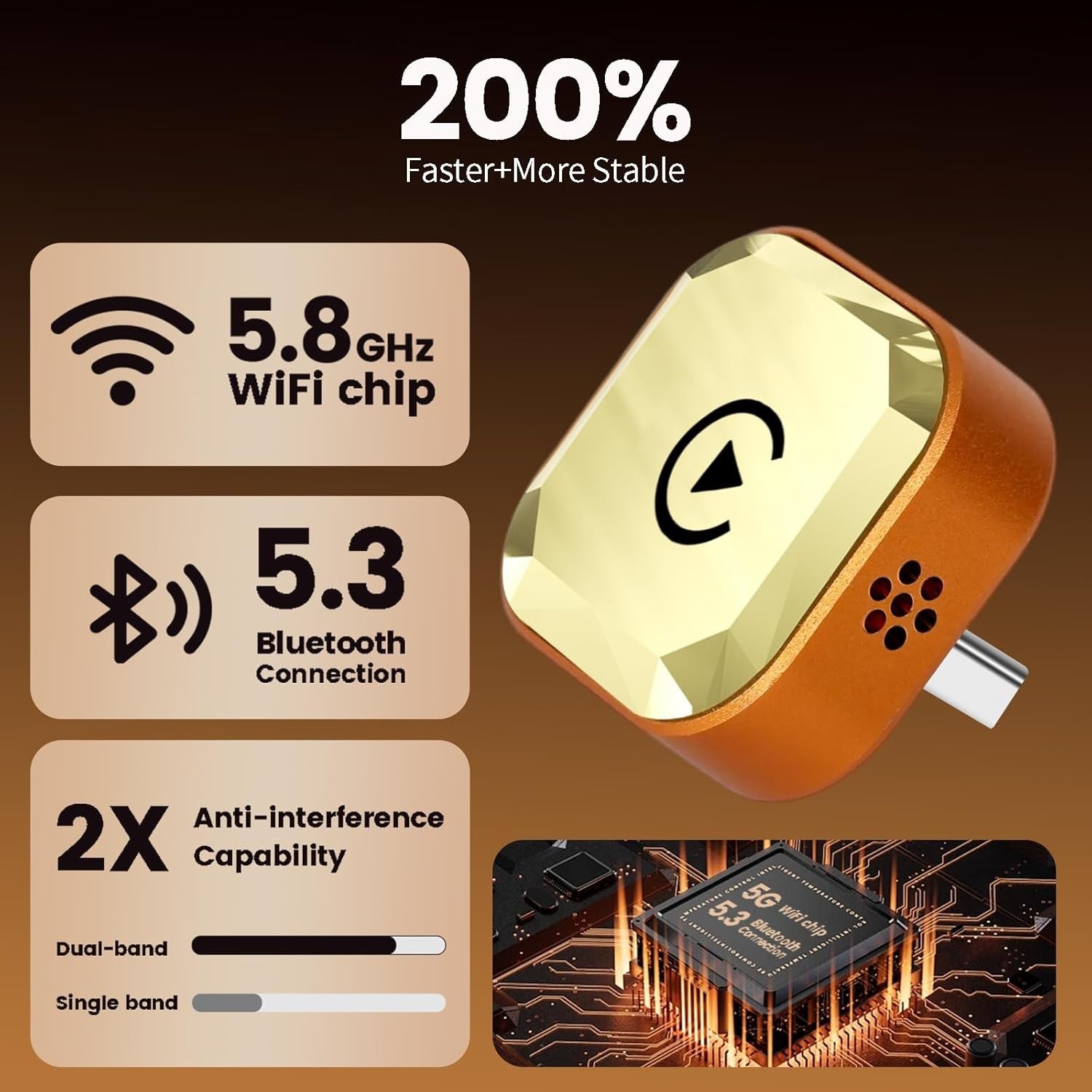 二合一无线CarPlay适配器-2026升级-钻石设计-