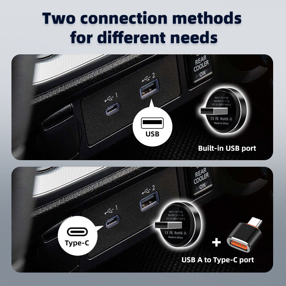 2-in-1迷你无线 CarPlay 适配器 适用于苹果 iPhone iOS 10+ 和 2016+ 汽车-