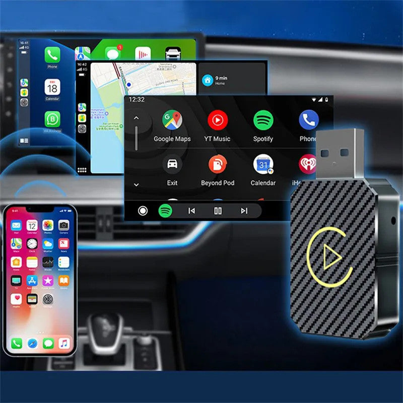 2-in-1无线 CarPlay 适配器 Android 汽车系统 稳定连接 即插即用-