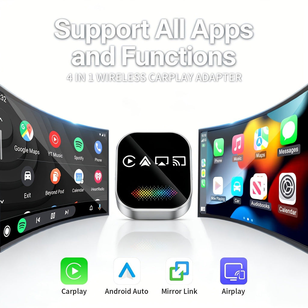 2026 升级 4 合 1 无线 CarPlay 适配器 CarPlay + 屏幕镜像-