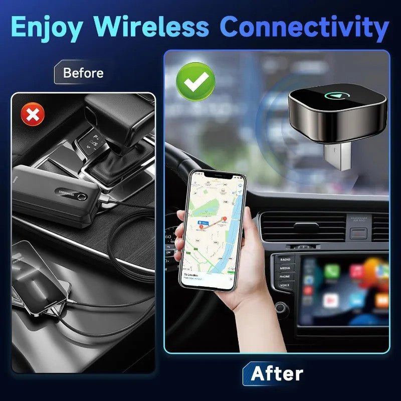 2 合 1 无线 CarPlay 安卓 自动适配器 适用于 iPhone Android 带 USB/USB-C -