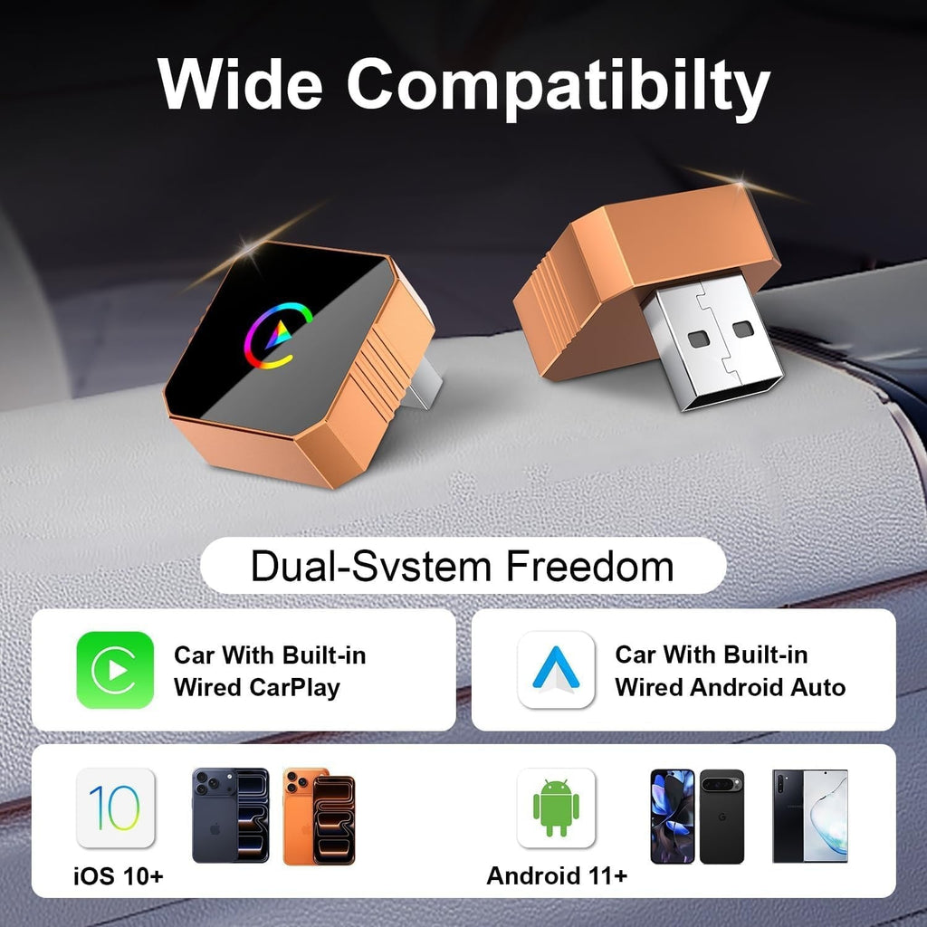 2合1无线CarPlay适配器适用于苹果iPhone和Android自动小号-