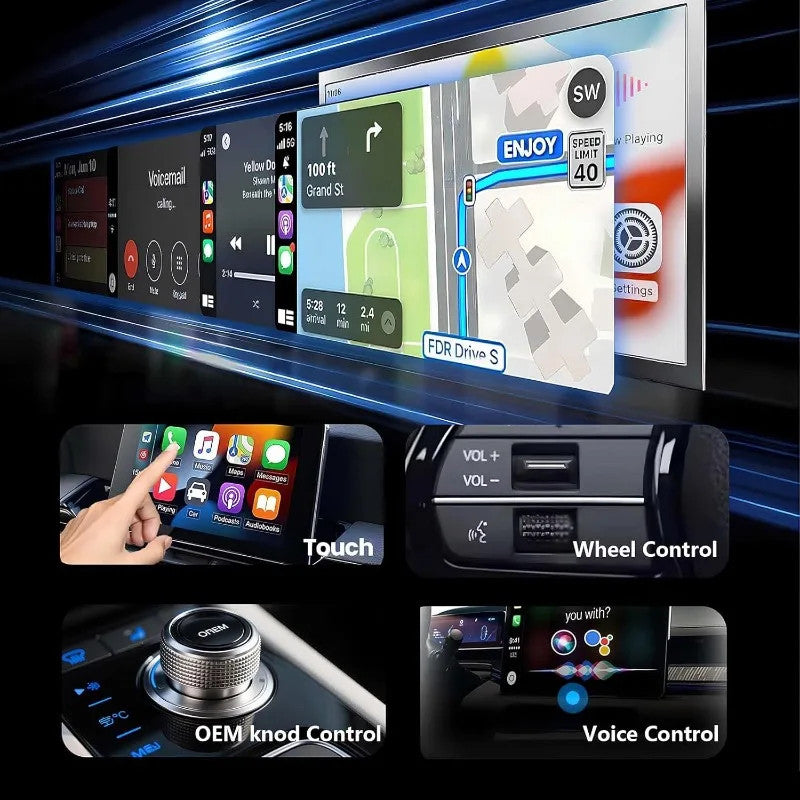 2 合 1 无线 CarPlay 安卓 自动适配器 适用于 iPhone Android 带 USB/USB-C -