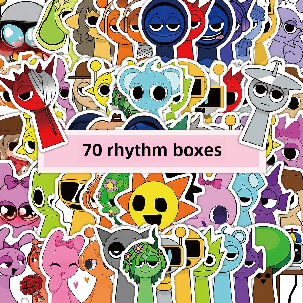 70 Stickers Non-repetitive Game Sprunki Rhythm Box Special-shaped Stickers To Decorate Mobile Phones, Skateboards, Tablets and Waterproof Stickers